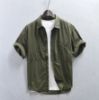 Picture of Summer Streetwear Cargo Shirt for Men - Short Sleeve, Oversized, Multi-Pocket, 100% Cotton - AZ828🌾